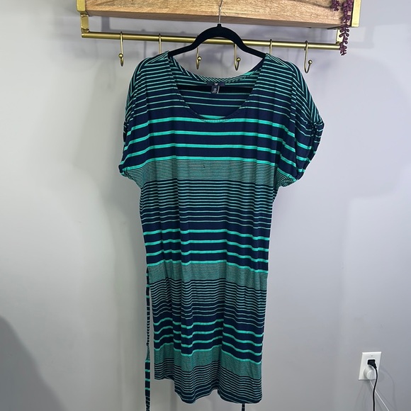 GAP Green and Navy Striped Midi Dress - Picture 2 of 6
